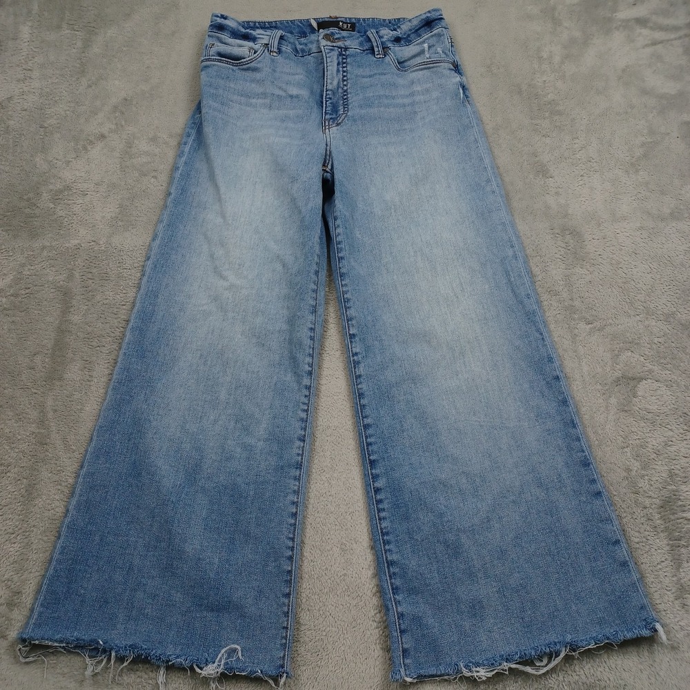 Kut From The Cloth Jeans Womens 4 Blue Denim Meg Fab Ab Wide Leg Light Wash